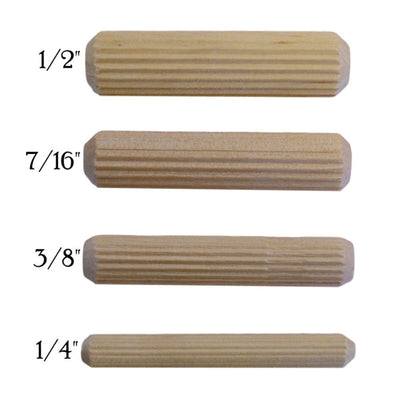 Fluted Dowel Pin - White Birch: Superior Glue Dispersion and Bonding in 4 Sizes
