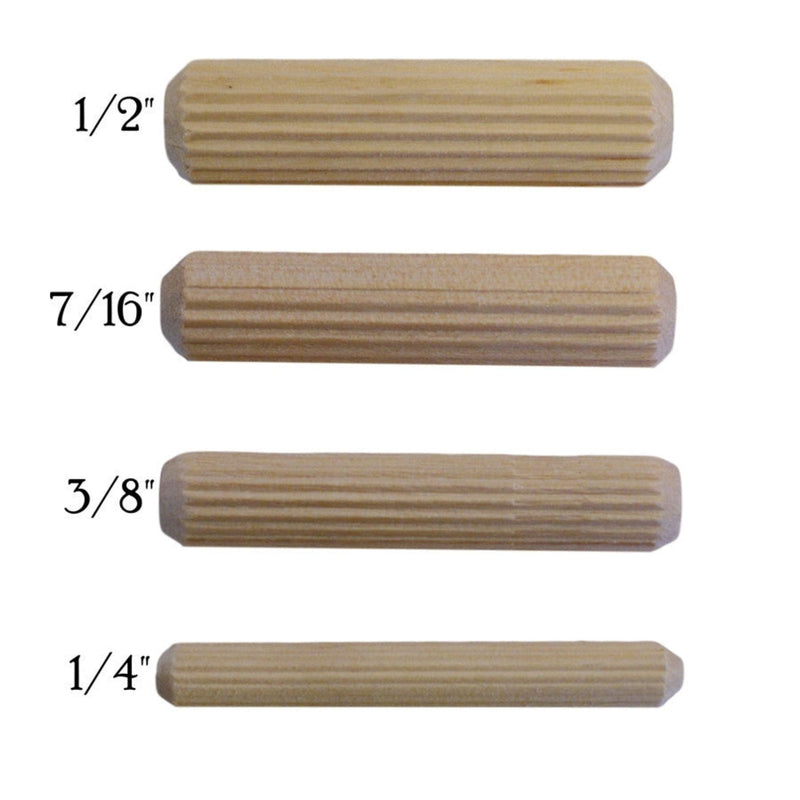 Fluted Dowel Pin - White Birch: Superior Glue Dispersion and Bonding in 4 Sizes