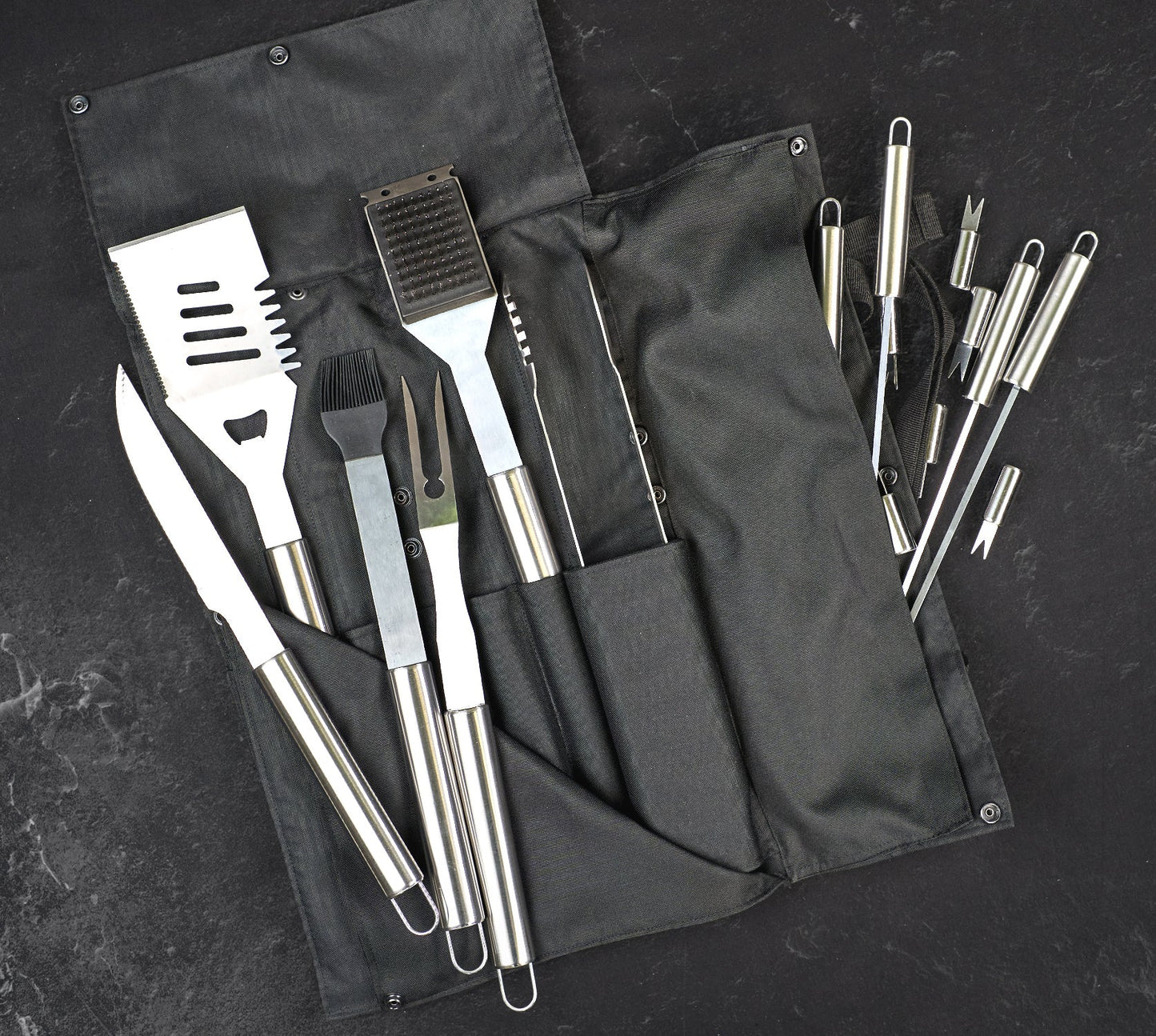 “Denver" Camping Accessories BBQ Tools Set  in a Fabric Case, 17 items