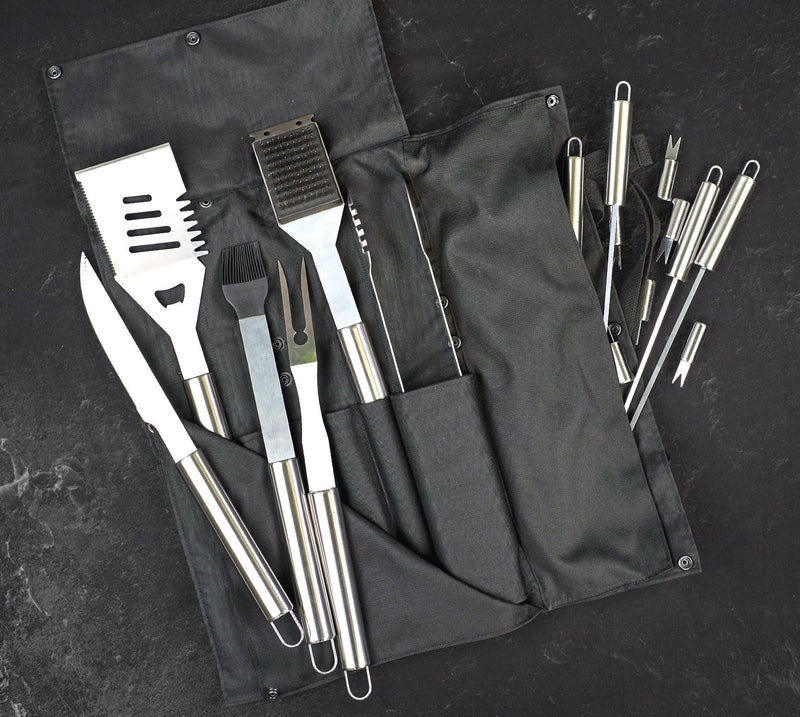 “Denver" Camping Accessories BBQ Tools Set  in a Fabric Case, 17 items