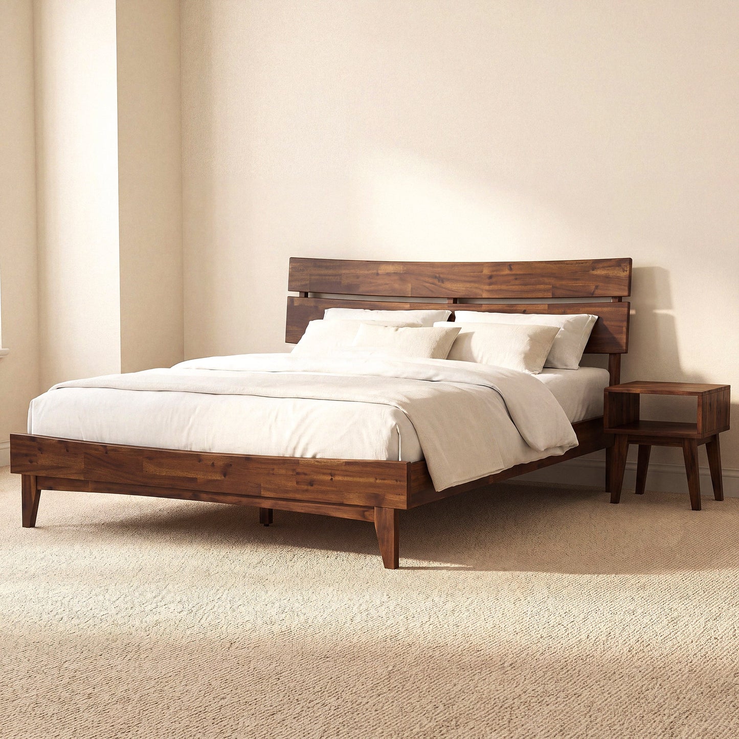 [Buy 1 Get 1] Aurora Solid Wood Bed Frame & Nightstand
