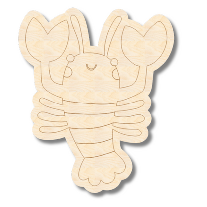 Unfinished Wood Etched Lobster Shape | Paint By Line Crafts | up to 30" DIY