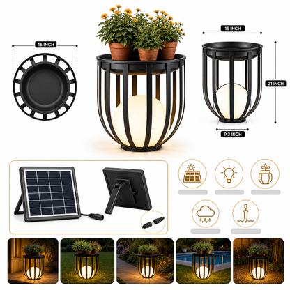 Outdoor Solar Power LED Plant Stand