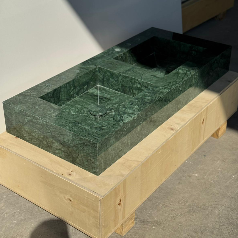 Verde Guatemala Marble Handcrafted Double Sink - Custom Design
