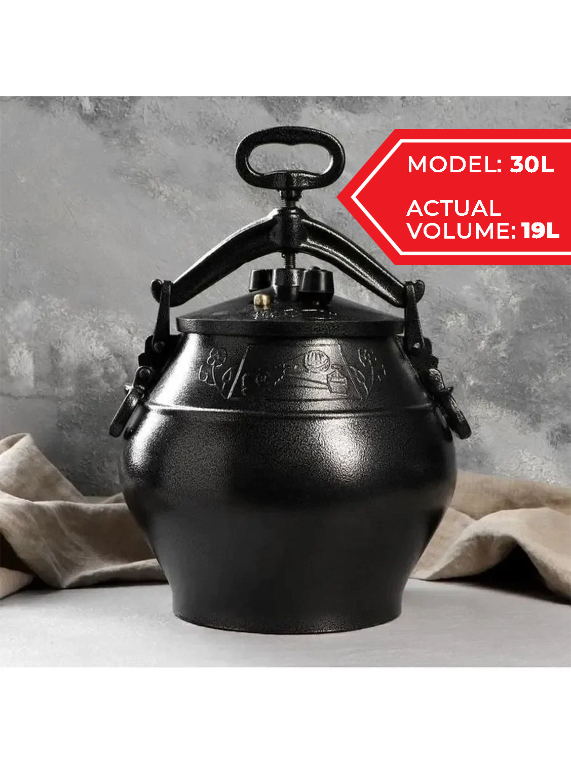Afghan cauldron-pressure cooker 30 liters Black