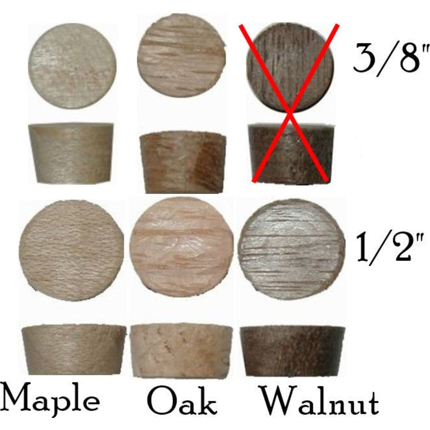 Wood Plugs, Side Grain