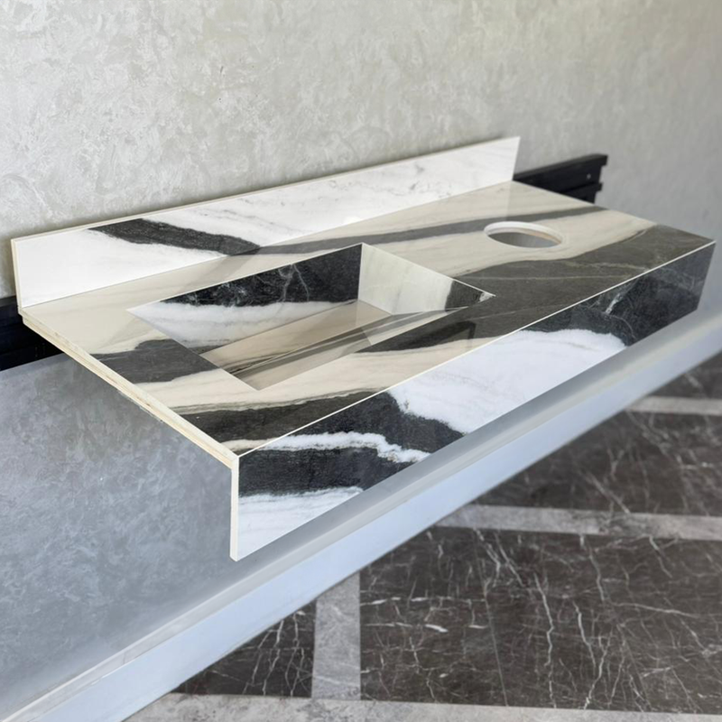 Panda White Engineered Porcelain Kitchen and Bathroom Sink - Italian Marble Design