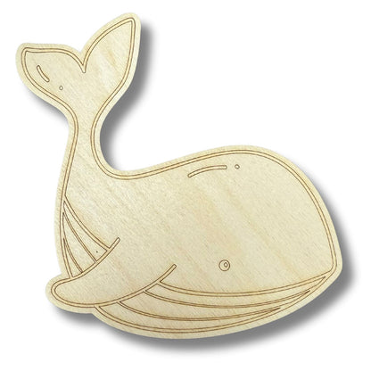 Unfinished Wood Etched Whale Shape | Paint By Line Crafts | up to 30" DIY