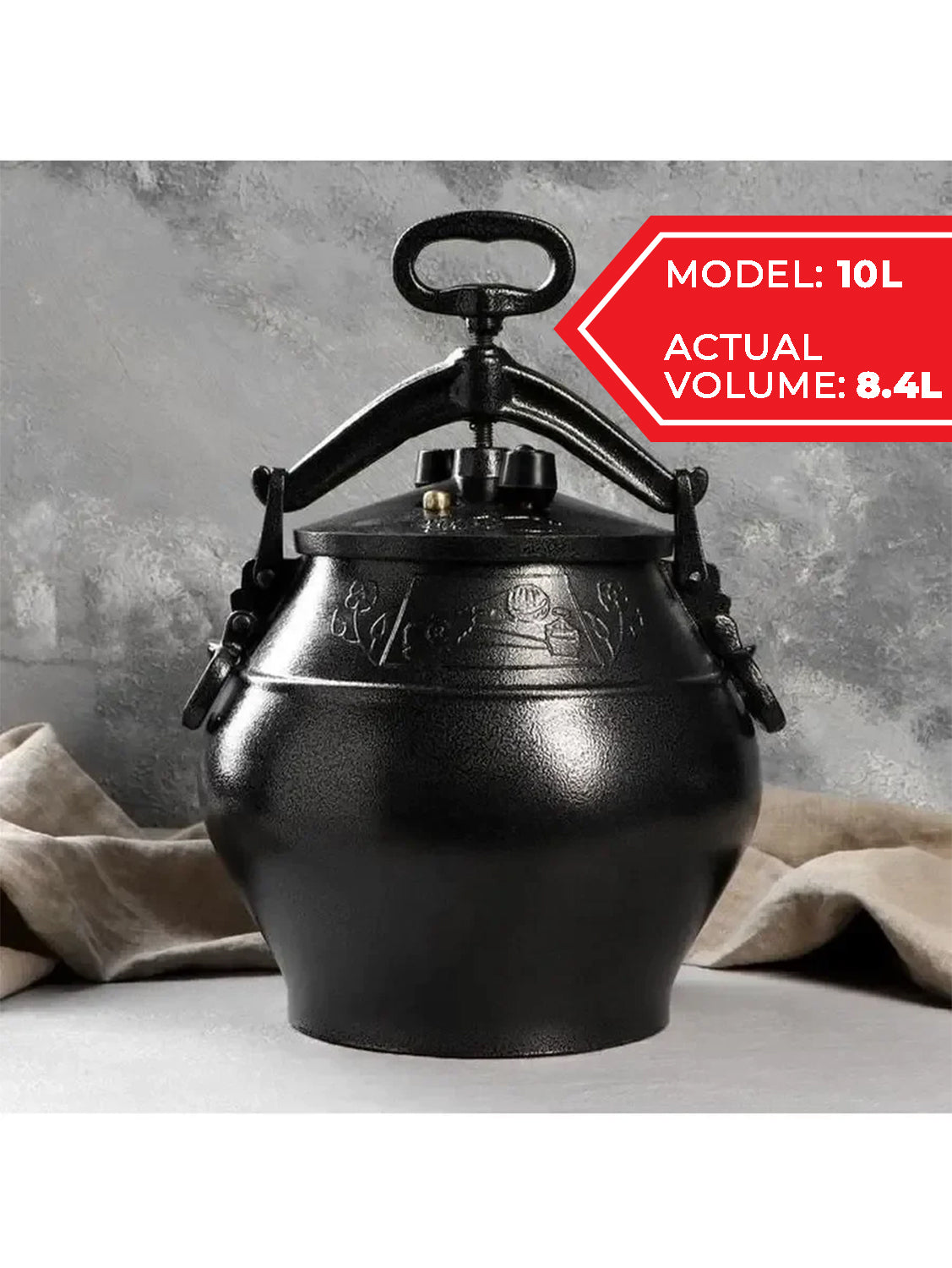 Afghan cauldron-pressure cooker 10 liters Black
