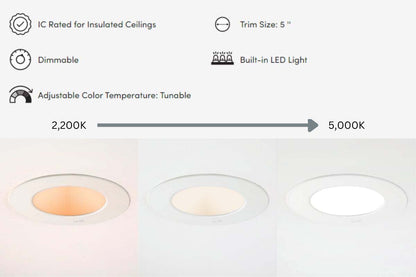6 Pack - Brilli 5/6 inch LED Recessed Retrofit Downlight, Dimmable, Color Tunable