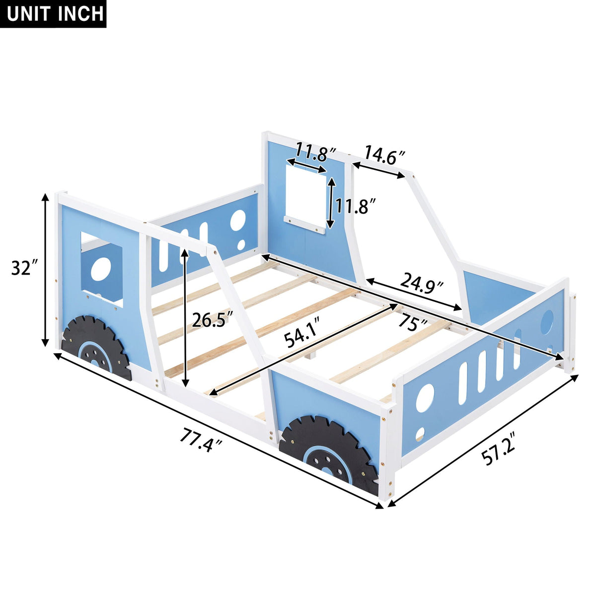 Classic Car Shaped Platform Bed With Wheels