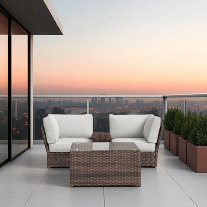 Comfortable Modern Patio Rattan Sectional Set With Cushions