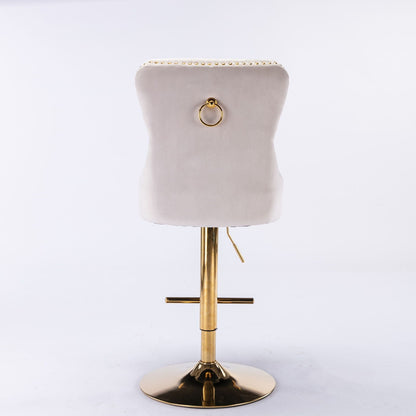 Thick Swivel Barstools Adjusatble Seat Height From 25-33", Modern Upholstered Bar Stools With Backs Comfortable Tufted For Home Pub And Kitchen Island (Set of 2)