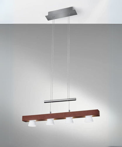 Adesso Burlington 24" W LED 4 Light Island/Dining Modern Pendant, Walnut Brushed Steel Metal Finish