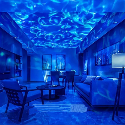 DecorBites™ 1pc LED Galaxy Star Projector Light,USB Powered,Water ripple Wave,Remote Controlled Bedroom Night Lamp,For Party,Home Theater