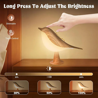 DecorBites™ 1pc LED Touch-Control Bird Lamp - Art Deco, 3-Levels Dimmable, USB-Cordless with Rechargeable Battery, Versatile for All Rooms