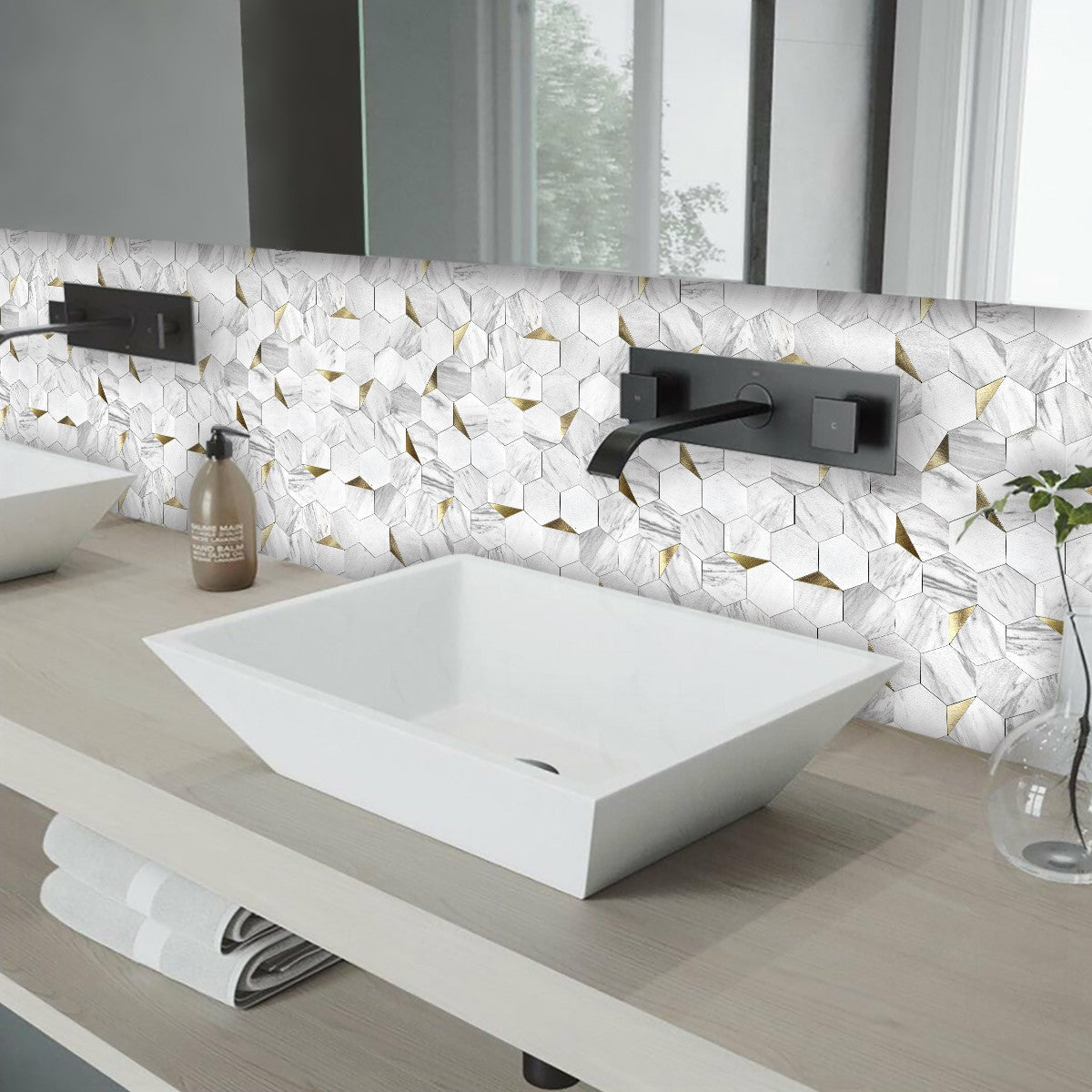 Hexagon Stick Wall Tiles