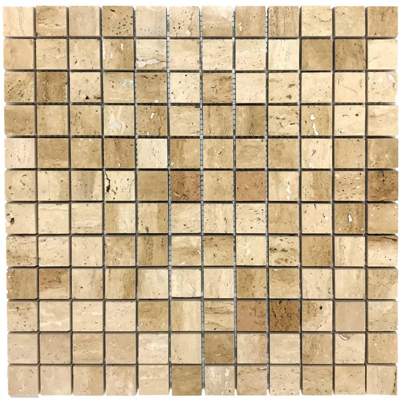 Patara 12" x 12" Honed Travertine Mesh-Mounted Mosaic Tile