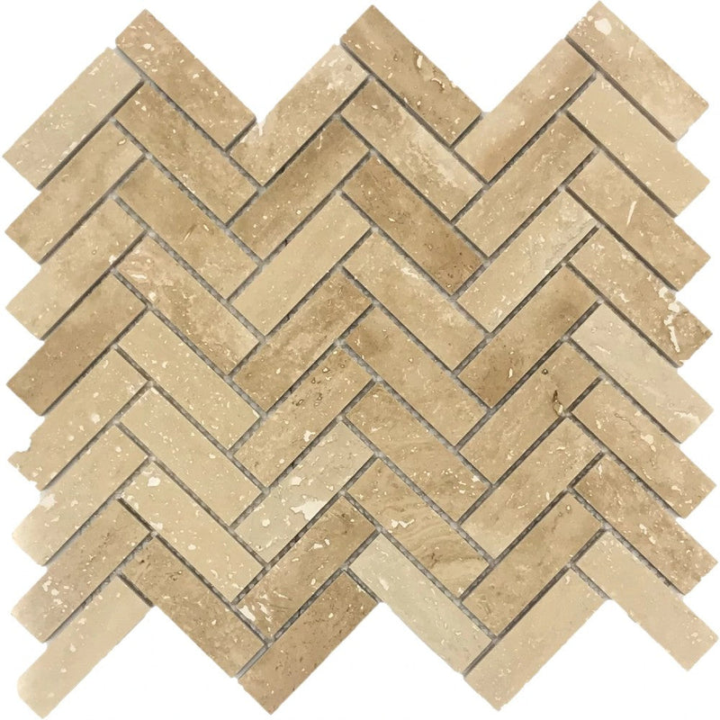 Patara Herringbone 12" x 12" Honed Travertine Mesh-Mounted Mosaic Tile