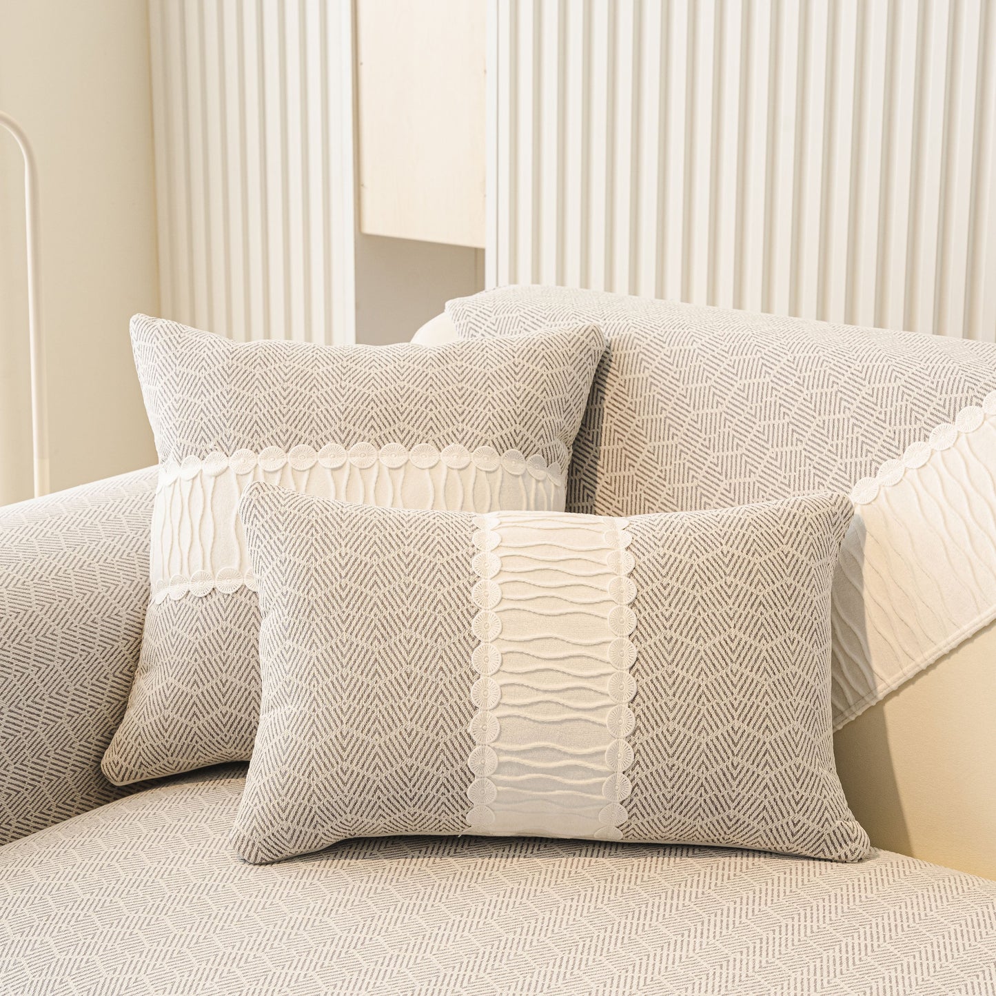 Herringbone Sofa Protector Cover, Non-Slip Couch Cover for Seat, Back & Arms