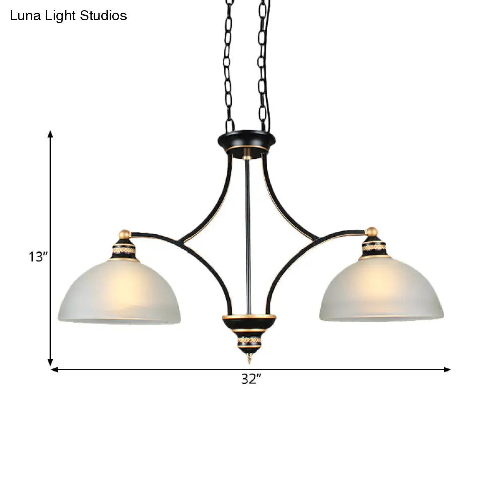 DecorBites™ 2-Bulb Traditional Black Dome Dining Room Hanging Light with White Glass for Kitchen Island