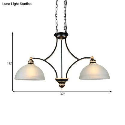 DecorBites™ 2-Bulb Traditional Black Dome Dining Room Hanging Light with White Glass for Kitchen Island