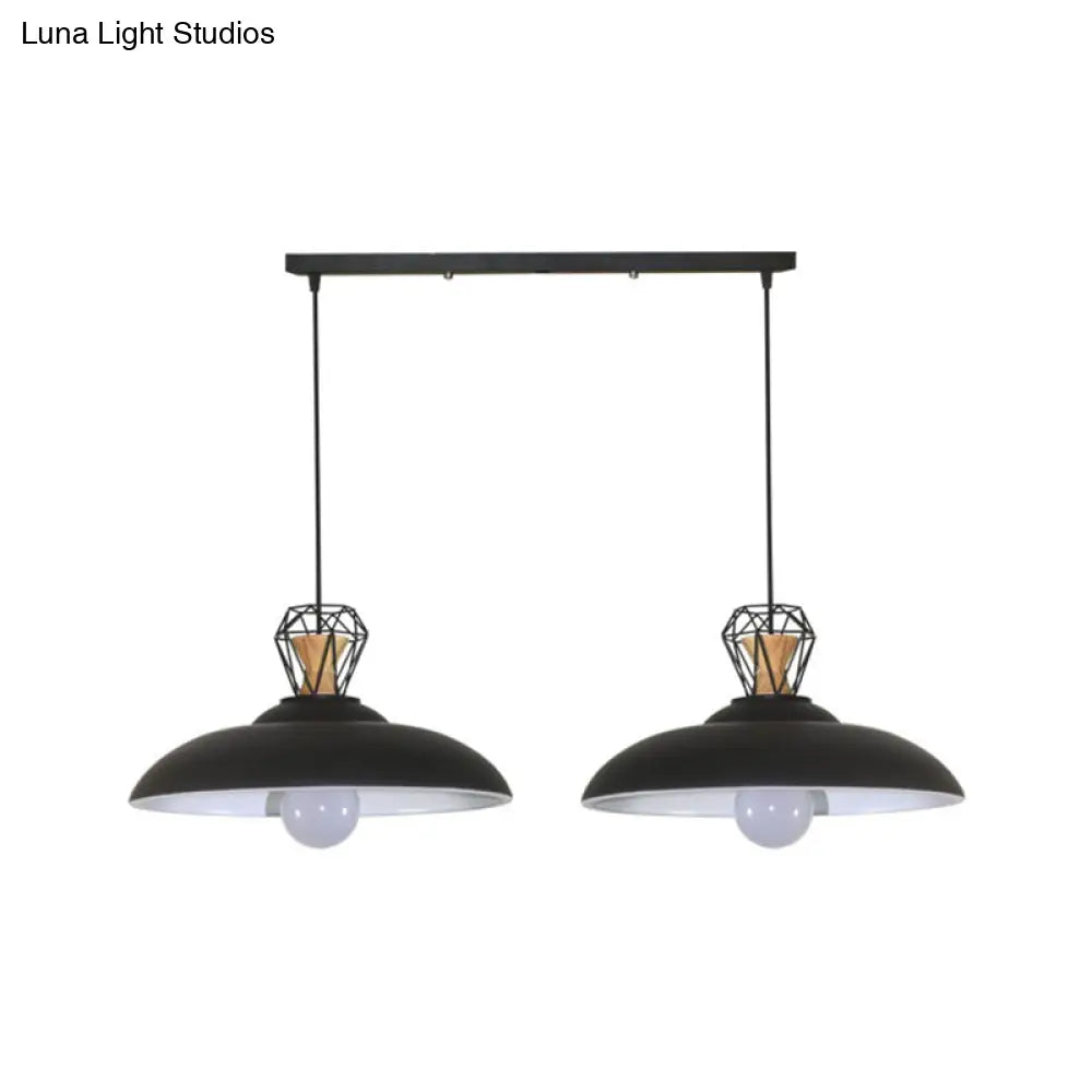 DecorBites™ 2-Headed Industrial Pendant Lamp with Barn Metal Shade for Restaurants - Black