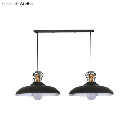 DecorBites™ 2-Headed Industrial Pendant Lamp with Barn Metal Shade for Restaurants - Black