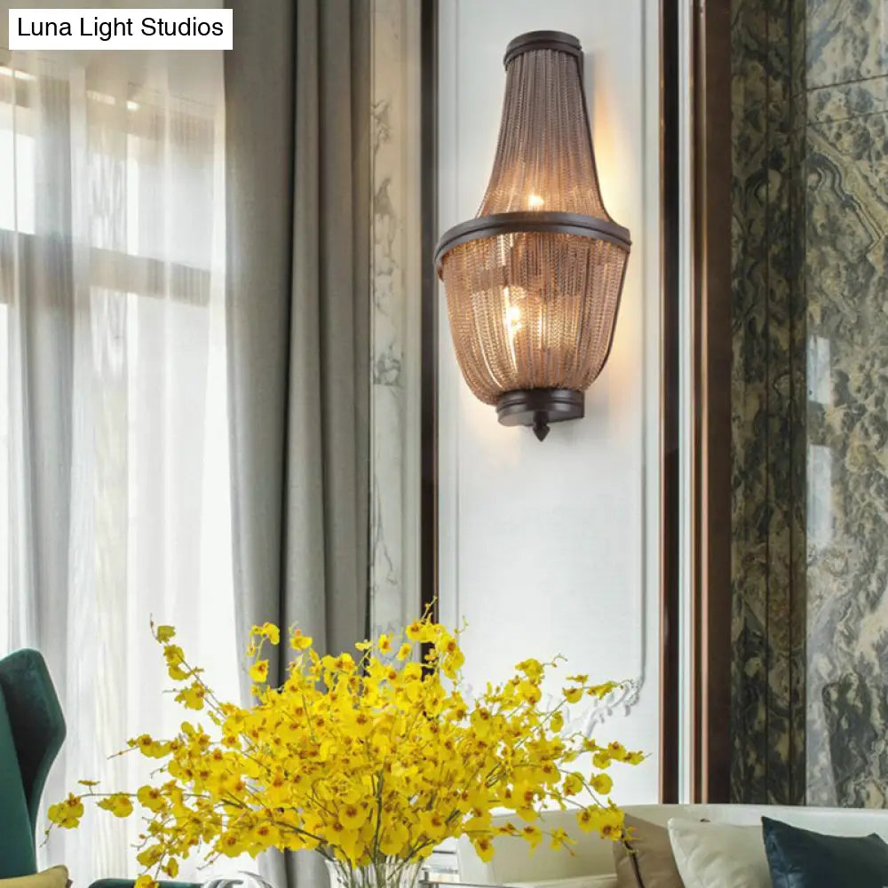 DecorBites™ 2-Light Modern Aluminum Empire Wall Sconce for Bedside in Coffee/Silver