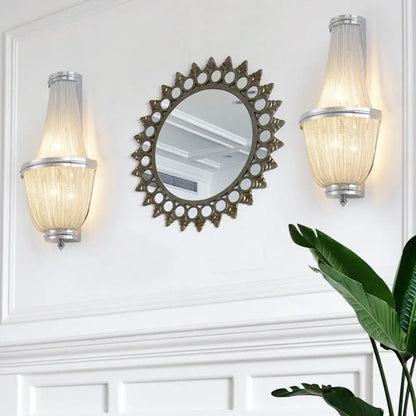 DecorBites™ 2-Light Modern Aluminum Empire Wall Sconce for Bedside in Coffee/Silver