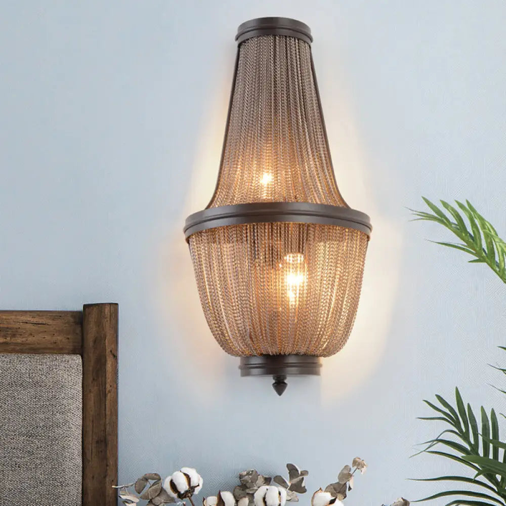 DecorBites™ 2-Light Modern Aluminum Empire Wall Sconce for Bedside in Coffee/Silver