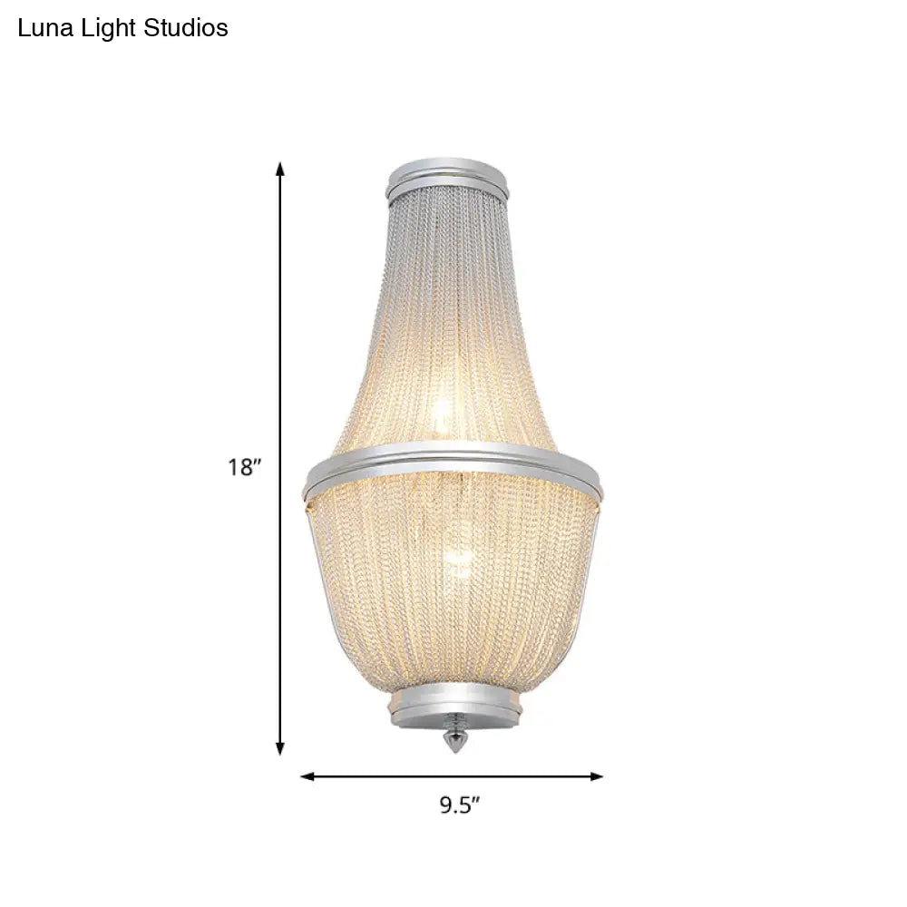 DecorBites™ 2-Light Modern Aluminum Empire Wall Sconce for Bedside in Coffee/Silver