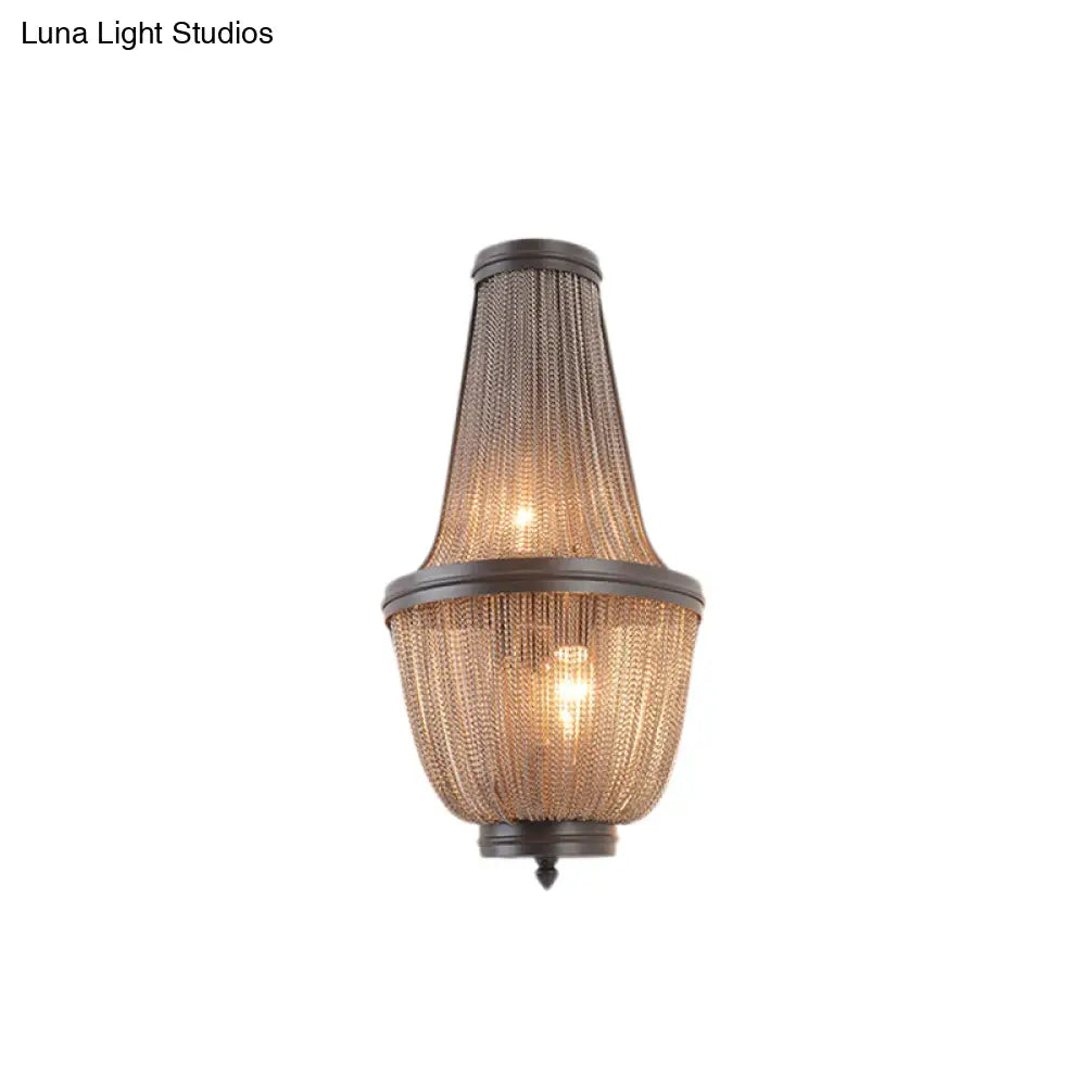 DecorBites™ 2-Light Modern Aluminum Empire Wall Sconce for Bedside in Coffee/Silver