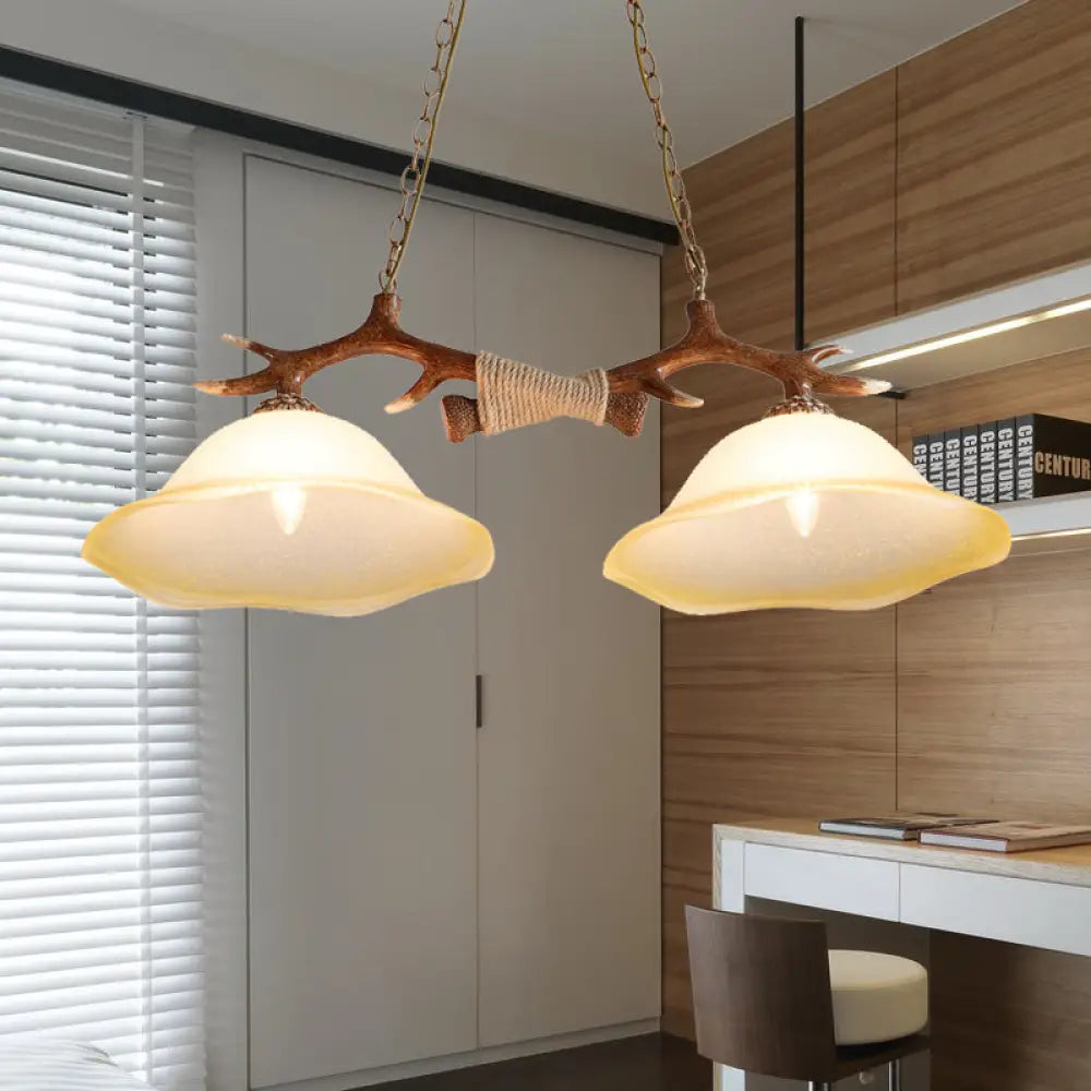DecorBites™ 2-Light Traditional Bell Glass Island Pendant in Brown – Perfect for Bedrooms