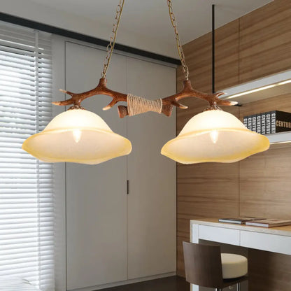 DecorBites™ 2-Light Traditional Bell Glass Island Pendant in Brown – Perfect for Bedrooms