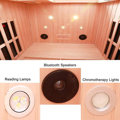 Thermora Premium 2-Person Low EMF FAR-Infrared Heat Wood Home Personal Spa Sauna With Ceramic Heaters, 1760W (SAK25714)