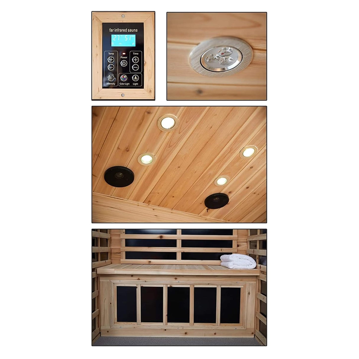Thermora Luxury 2-Person Outdoor Low EMF Hemlock Infrared Sauna With Bluetooth And Chromotherapy Light (SAK97318)