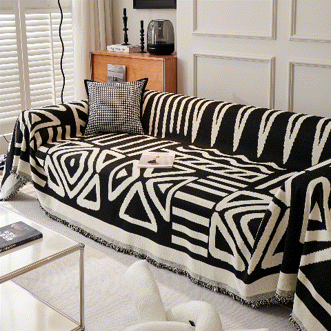 Chenille Geometric Sofa Throw Blanket, Boho Washable Furniture Throw Covers for Sofa, view 2