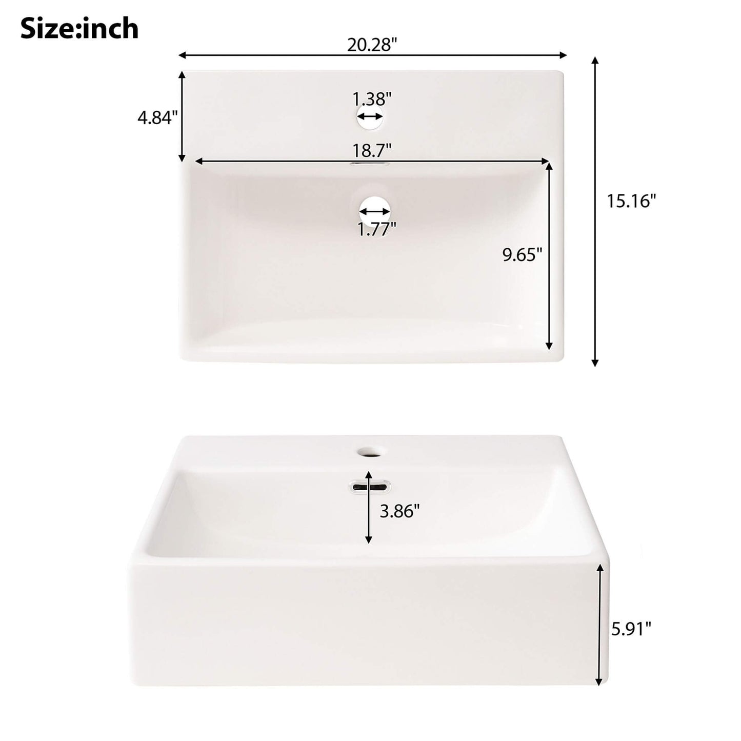 Nuvia 20-Inch Modern Bathroom Vanity With Ceramic Sink And Storage Cabinet (SAK83047)