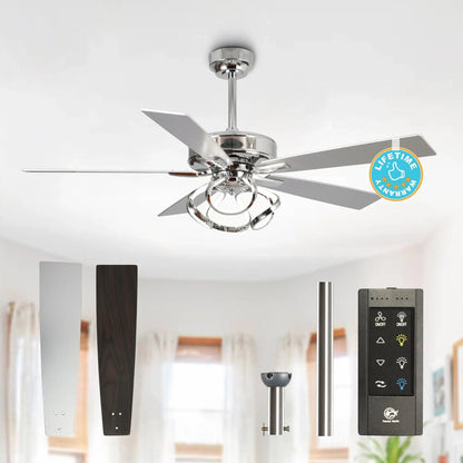 52" Zelda Modern DC Motor Downrod Mount Reversible Ceiling Fan with Remote Control