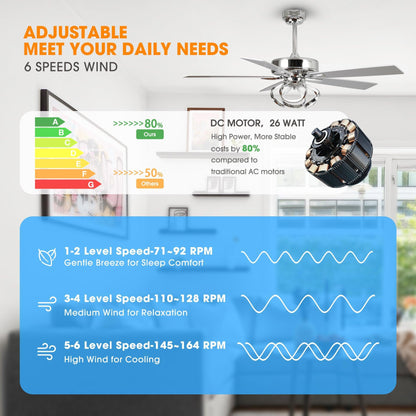 52" Zelda Modern DC Motor Downrod Mount Reversible Ceiling Fan With Remote Control