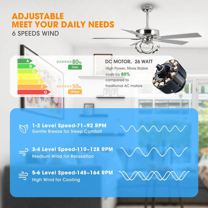 52" Zelda Modern DC Motor Downrod Mount Reversible Ceiling Fan with Remote Control