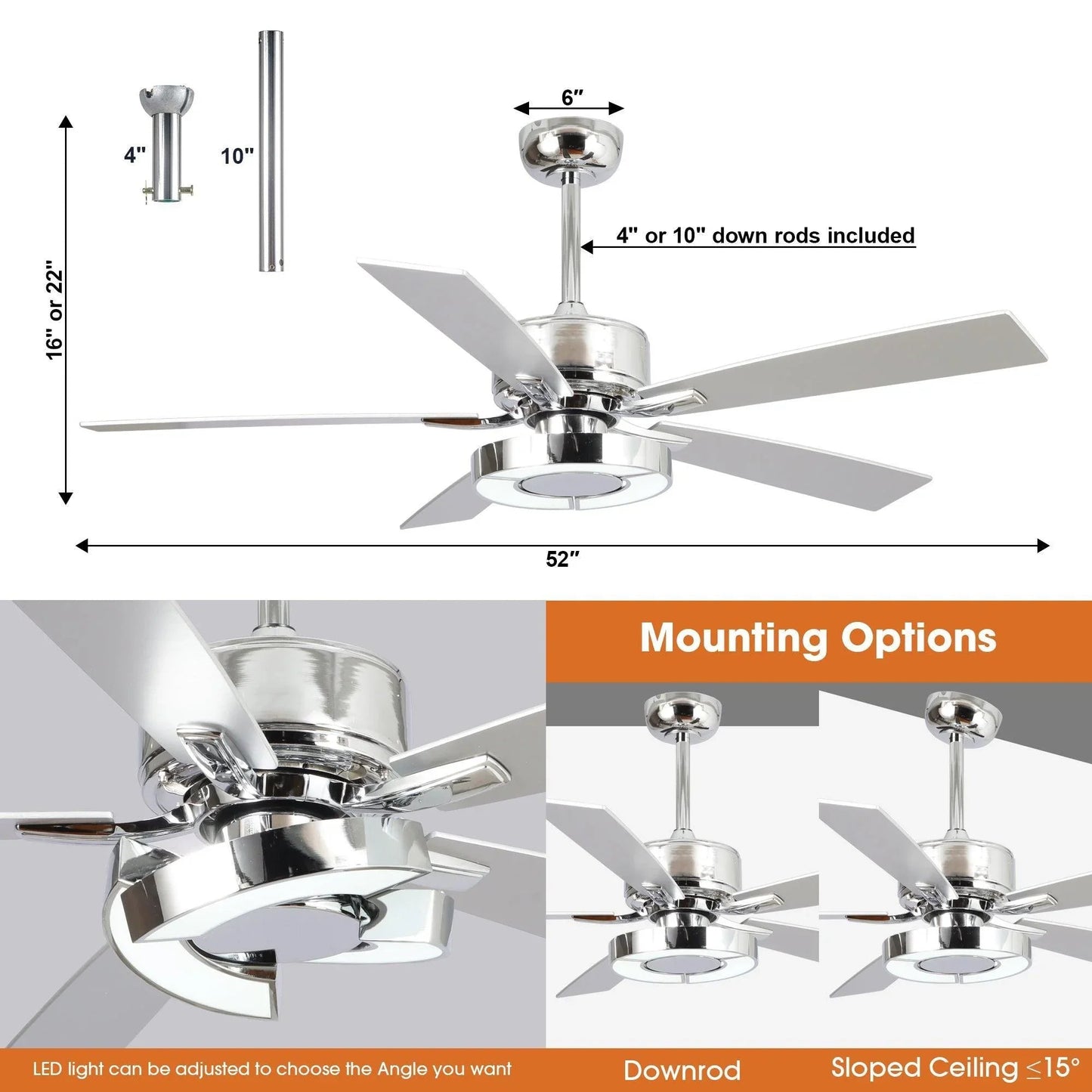 52" Vendome Industrial Downrod Mount Reversible Ceiling Fan with Lighting and Remote Control