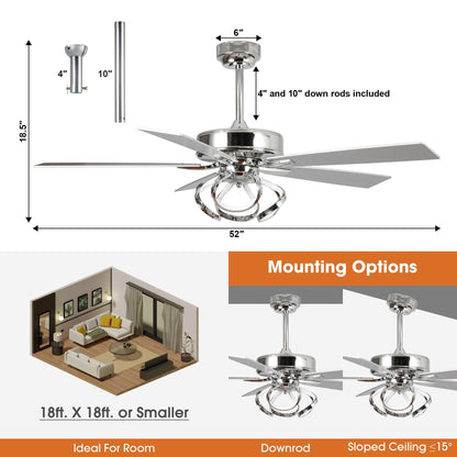 52" Zelda Modern DC Motor Downrod Mount Reversible Ceiling Fan With Remote Control
