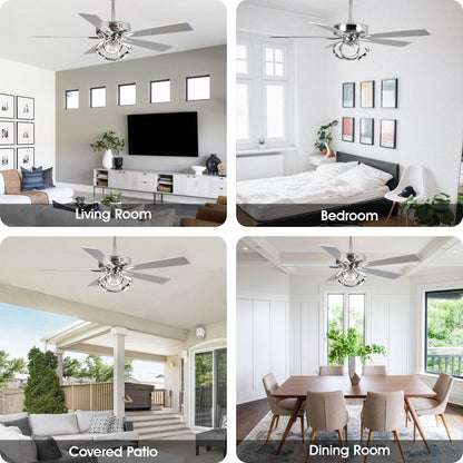 52" Zelda Modern DC Motor Downrod Mount Reversible Ceiling Fan With Remote Control