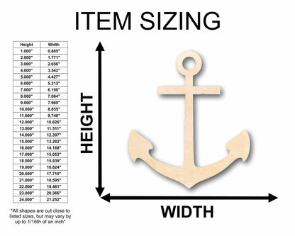 Unfinished Wood Anchor Silhouette - Craft- up to 46" DIY