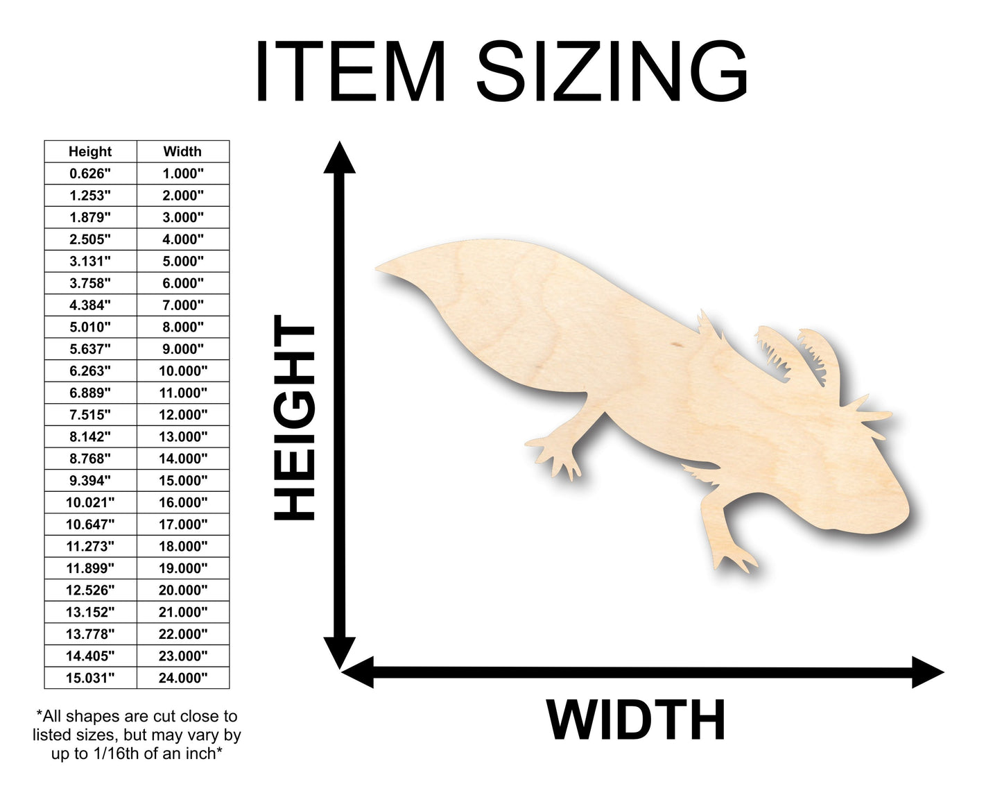 Unfinished Wood Axolotl Shape - Craft - up to 46" DIY