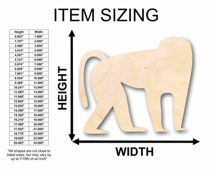 Unfinished Wood Baboon Silhouette - Craft- up to 46" DIY
