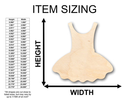Unfinished Wood Ballet Dress Shape - Craft - up to 46" DIY