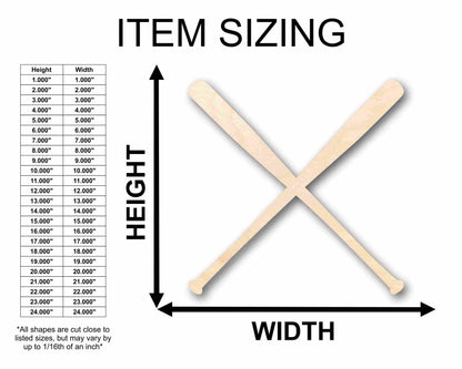 Unfinished Wood Baseball Bats Silhouette - Craft- up to 46" DIY